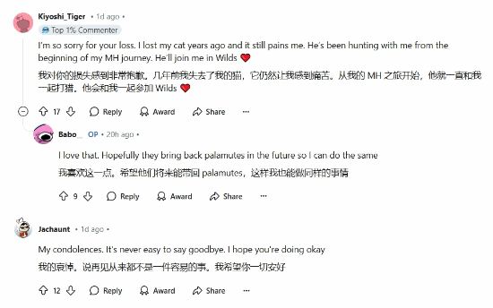 玩家在《怪物獵人》中寄托對寵物的思念之情宣傳圖2