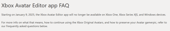 Xbox 和 PC 平臺虛擬形象編輯應(yīng)用將停服