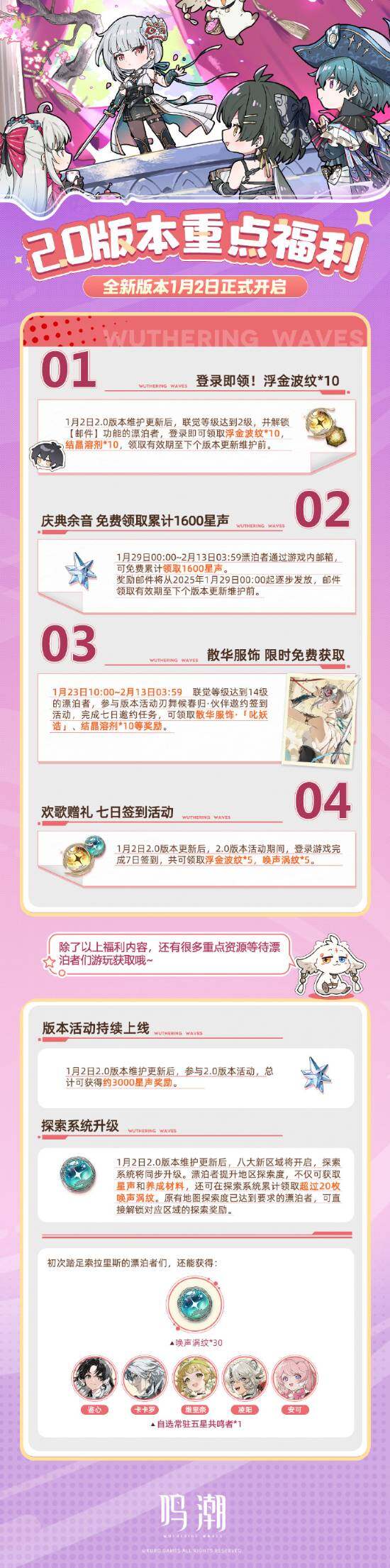 《鳴潮》2.0版，3000星聲等你拿！