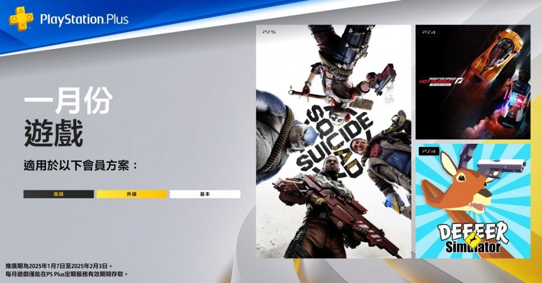 港服PS Plus，1月免費游戲揭曉！