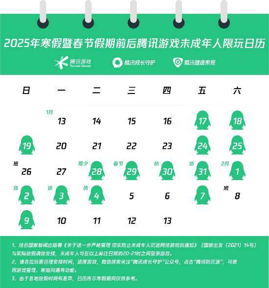 腾讯公布2025年寒假限玩措施 加强防沉迷系统