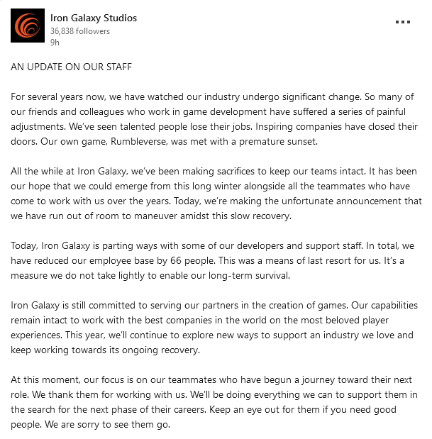 Galaxy Studios裁員66人，游戲界震動(dòng)！宣傳圖2