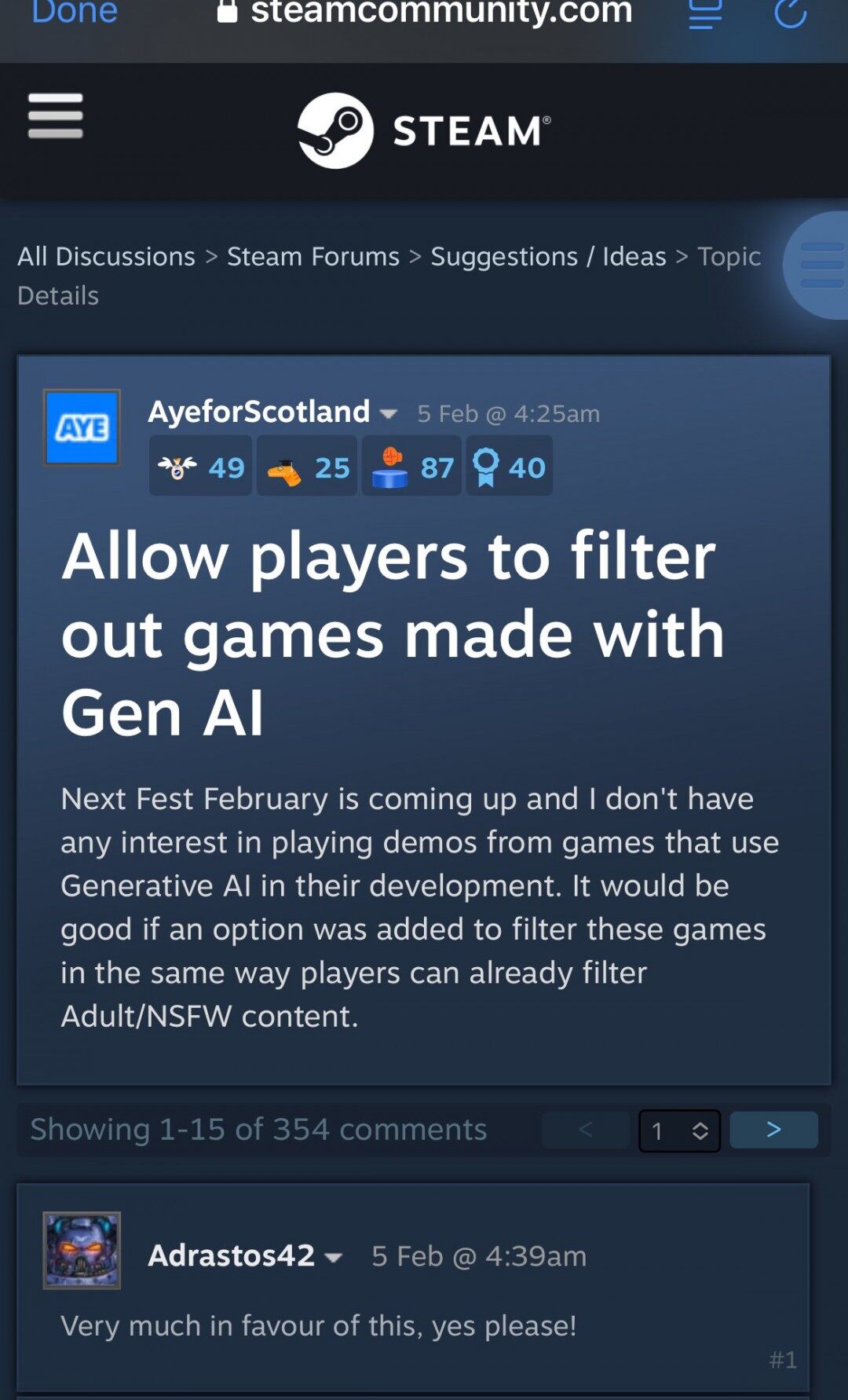 Steam玩家呼吁增AI游戲過濾功能，引發(fā)熱議