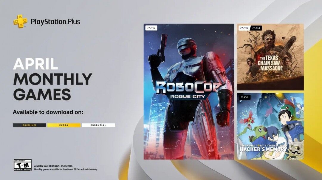 PS Plus 四月會(huì)免陣容公布：機(jī)械戰(zhàn)警/數(shù)碼寶貝領(lǐng)銜PS5免費(fèi)游戲陣容