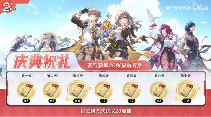 崩壞星穹鐵道3.2版本周年慶福利：送30抽外加自選限定五星宣傳圖2