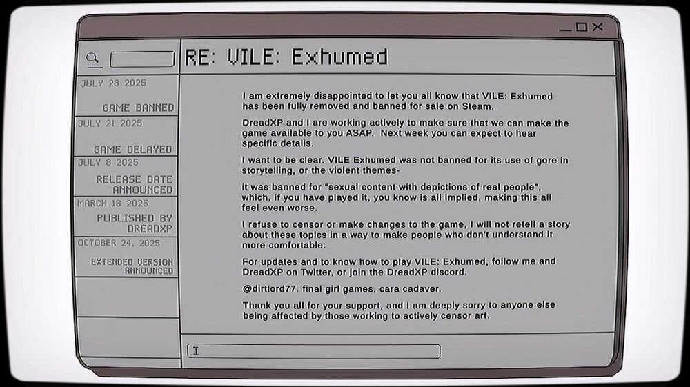 Steam下架恐怖游戲《Vile: Exhumed》免費(fèi)捐贈(zèng)發(fā)布宣傳圖2