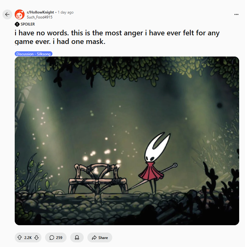 《空洞骑士：丝之歌》假椅子陷阱引发争议，猎者小径机关设计分析宣传图3